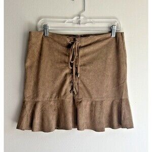 Blue Wren Size Large Faux Suede Flare Hem Women’s Mini Skirt 32” Waist